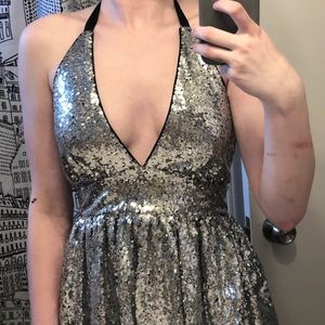 Charlotte Russe Sequined Halter Dress